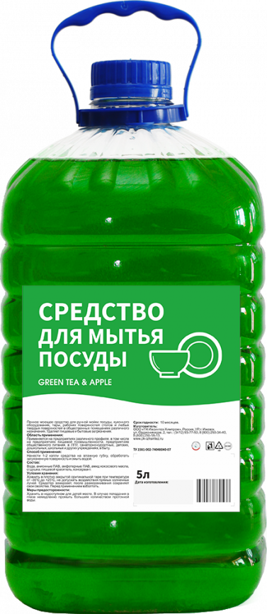 Средство для мытья посуды эконом Green Tea and Apple 5000 мл фото 1