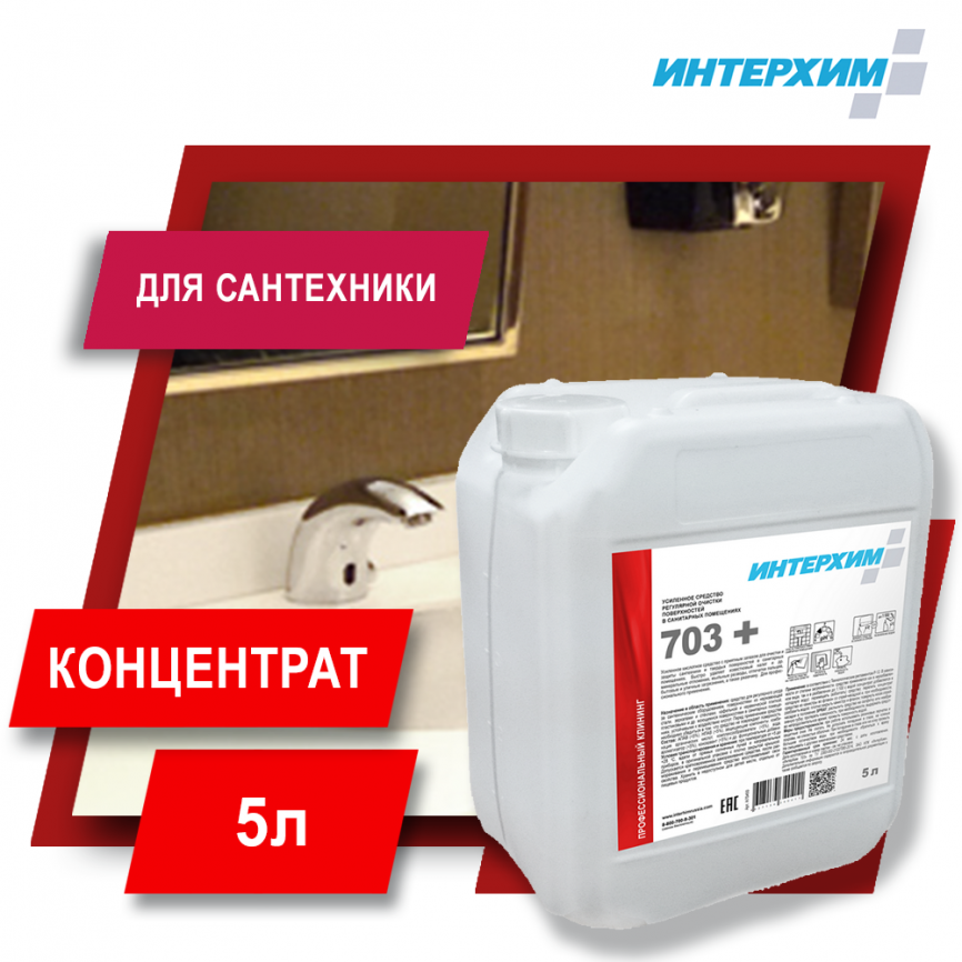 УСИЛЕННОЕ СРЕДСТВО ОЧИСТКИ ПОВЕРХНОСТЕЙ В САНИТАРНЫХ ПОМЕЩЕНИЯХ 703 PLUS 5 литров фото 1